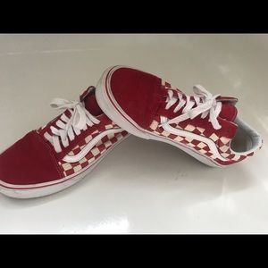 Red suede checkerboard Vans size 9/7.5
